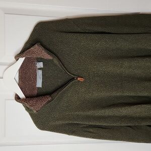 Men's Oscar De La Renta olive army green 1/4 zip pullover sweater sherpa Lined